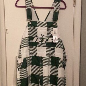 NFL Jets Green and White Checkered Overalls